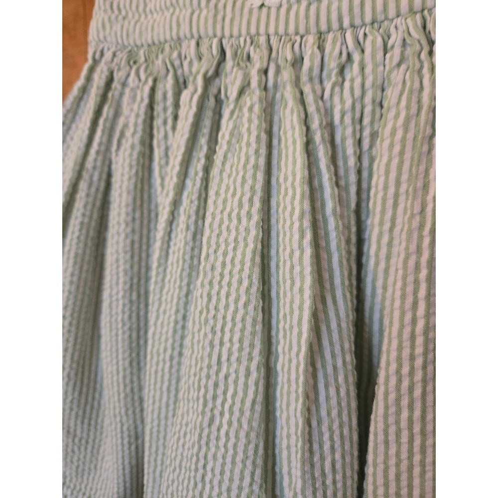 STRASBURG Children Green White Seersucker Ruffle Dress 6 Months Cotton Stripe